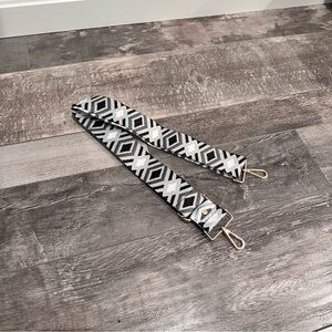 Pom Pom London Black and Grey Geometric Print Crossbody Bag Strap